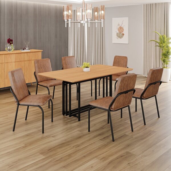 Conjunto Sala De Jantar Mesa 160x90cm Base Pérola Tampo Mdf M