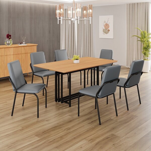 Conjunto Sala De Jantar Mesa 160x90cm Base Pérola Tampo Mdf M