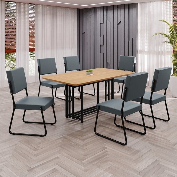 Conjunto Sala De Jantar Mesa 160x90cm Base Pérola Tampo Mdf N