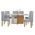 Conjunto Sala De Jantar Mesa 160x90cm Tampo Mdf/vidro Com 6 C