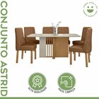 Conjunto Sala De Jantar Mesa 160x90cm Tampo Mdf/vidro Com 6 C