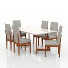 Conjunto Sala De Jantar Mesa 160x90cm Tampo Vidro/mdf Com 6 C