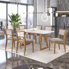 Conjunto Sala De Jantar Mesa 160x90cm Vidro Com 6 Cadeiras Am