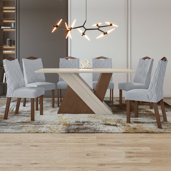 Conjunto Sala De Jantar Mesa 170x90cm Tampo Mdf Com 6 Cadeira