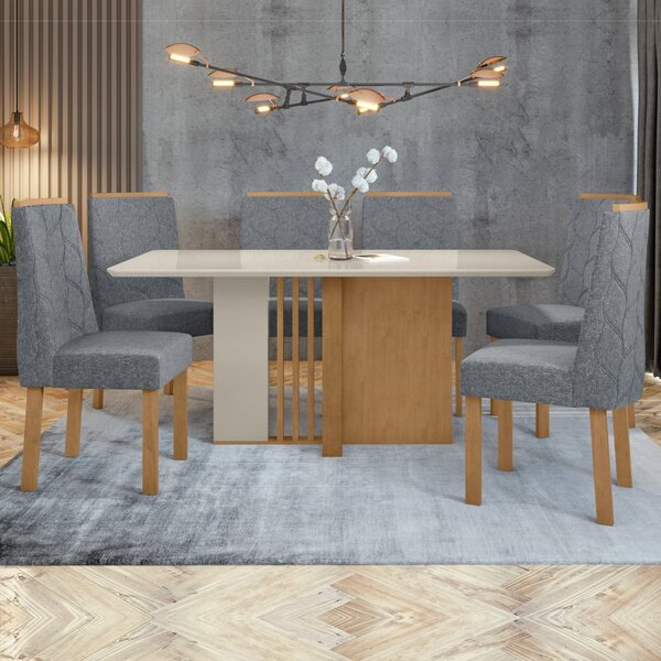 Conjunto Sala De Jantar Mesa 170x90cm Tampo Mdf Com 6 Cadeira
