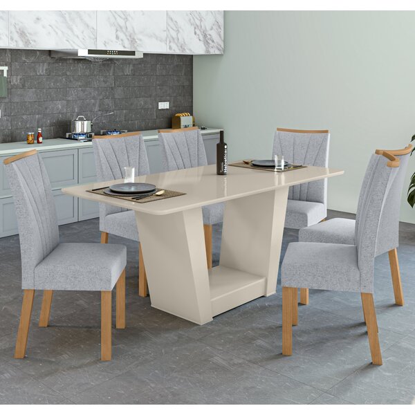 Conjunto Sala De Jantar Mesa 170x90cm Tampo Mdf Com 6 Cadeira