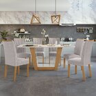 Conjunto Sala De Jantar Mesa 170x90cm Tampo Mdf/vidro Com 6 C