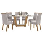 Conjunto Sala De Jantar Mesa 170x90cm Tampo Mdf/vidro Com 6 C