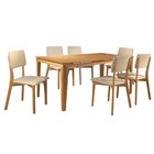Conjunto Sala De Jantar Mesa 180cm Com 6 Cadeiras Rubi  Natur