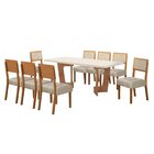 Conjunto Sala De Jantar Mesa 180cm Com 8 Cadeiras Liz Bege/ci
