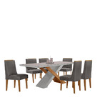 Conjunto Sala De Jantar Mesa 180cm Com Vidro Imperatriz 6 Cad