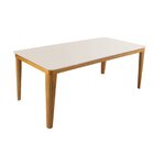 Conjunto Sala De Jantar Mesa 180cm Tampo Madeira/vidro Rubi S