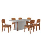 Conjunto Sala De Jantar Mesa 180cm Tampo Mdf Vidro De Canto C