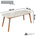 Conjunto Sala De Jantar Mesa 180x80cm Tampo Em Mdf Com Vidro