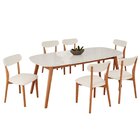 Conjunto Sala De Jantar Mesa 180x80cm Tampo Em Mdf Com Vidro