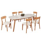 Conjunto Sala De Jantar Mesa 180x80cm Tampo Em Mdf Com Vidro