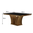 Conjunto Sala De Jantar Mesa 180x90cm Tampo De Vidro Com 6 Ca