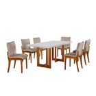 Conjunto Sala De Jantar Mesa 180x90cm Tampo Madeira/vidro Vit