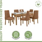 Conjunto Sala De Jantar Mesa 180x90cm Tampo Mdf/vidro Com 6 C