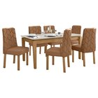 Conjunto Sala De Jantar Mesa 180x90cm Tampo Mdf/vidro Com 6 C