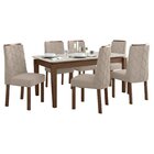 Conjunto Sala De Jantar Mesa 180x90cm Tampo Mdf/vidro Com 6 C