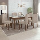 Conjunto Sala De Jantar Mesa 180x90cm Tampo Mdf/vidro Com 6 C