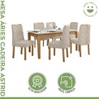 Conjunto Sala De Jantar Mesa 180x90cm Tampo Mdf/vidro Com 6 C