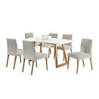 Conjunto Sala De Jantar Mesa 180x90cm Vidro Com 6 Cadeiras Am
