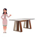 Conjunto Sala De Jantar Mesa 185x90cm Deli Com 6 Cadeiras Del