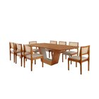 Conjunto Sala De Jantar Mesa 220cm Madeira Maciça Cristal 8 C