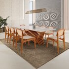 Conjunto Sala De Jantar Mesa 220cm Madeira Maciça Zurick 8 Ca
