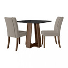 Conjunto Sala De Jantar Mesa 90cm E 2 Cadeira Málaga Dobuê