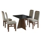 Conjunto Sala De Jantar Mesa 90x120cm T Vidro Com 4 Cadeiras