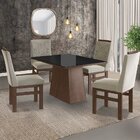 Conjunto Sala De Jantar Mesa 90x120cm Tampo Vidro Com 4 Cadei