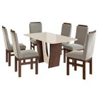 Conjunto Sala De Jantar Mesa 90x160cm T Vidro Com 6 Cadeiras