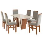 Conjunto Sala De Jantar Mesa 90x160cm T Vidro Com 6 Cadeiras