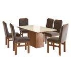 Conjunto Sala De Jantar Mesa 90x160cm Tampo Vidro Com 6 Cadei