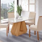 Conjunto Sala De Jantar Mesa Ágata 130x80cm Tampo Vidro/mdf C