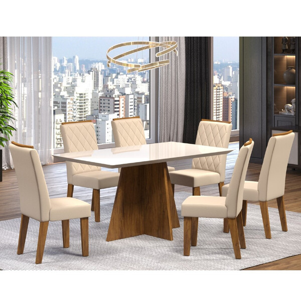 Conjunto Sala De Jantar Mesa Agata E 6 Cadeiras Iza Plus Viero