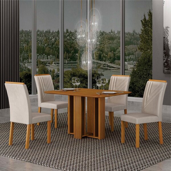 Conjunto Sala De Jantar Mesa Amanda 4 Cadeiras 120cm Miami Ye