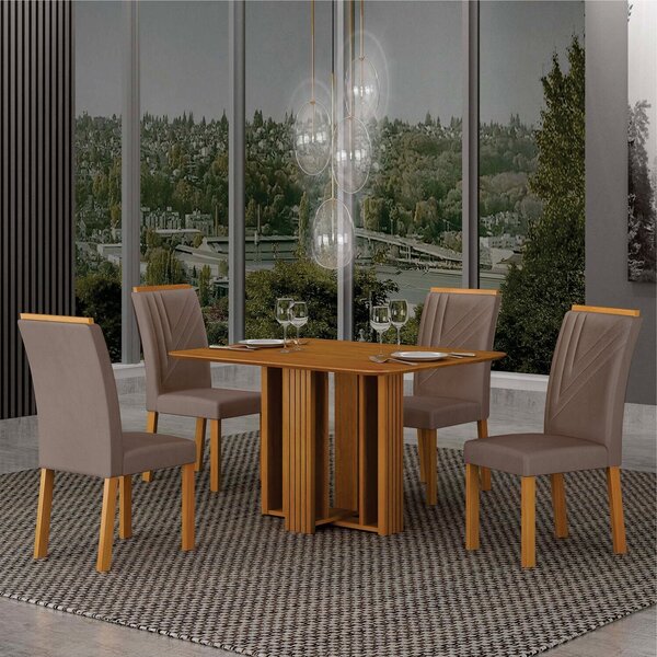 Conjunto Sala De Jantar Mesa Amanda 4 Cadeiras Miami Yescasa