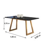 Conjunto Sala De Jantar Mesa Ametista Mdf/vidro 180x90cm Com