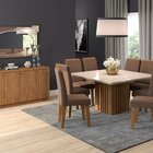 Conjunto Sala De Jantar Mesa Ana 130cm E 8 Cadeiras Com Moldu