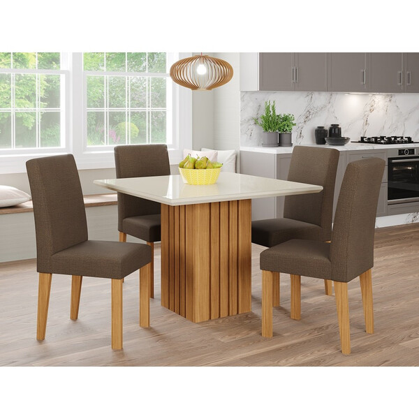 Conjunto Sala De Jantar Mesa Ana 95cm 4 Cadeiras Maia Cimol