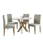 Conjunto Sala De Jantar Mesa Aracaju 90cm Tampo Redondo Vidro