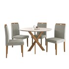 Conjunto Sala De Jantar Mesa Aracaju 90cm Tampo Redondo Vidro