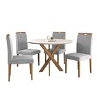 Conjunto Sala De Jantar Mesa Aracaju 90cm Tampo Redondo Vidro