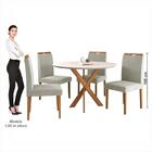 Conjunto Sala De Jantar Mesa Aracaju 90cm Tampo Redondo Vidro