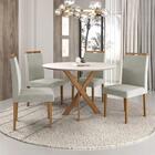 Conjunto Sala De Jantar Mesa Aracaju 90cm Tampo Redondo Vidro