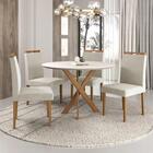 Conjunto Sala De Jantar Mesa Aracaju 90cm Tampo Redondo Vidro